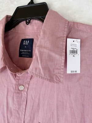 Gap Standard Fit Shirt XL Mens Pink Button Up Long Sleeve Cotton Poplin New NWT