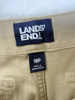 Lands End Womens Utility Pants 18 Petite High Rise Chino 18P Tan Beige