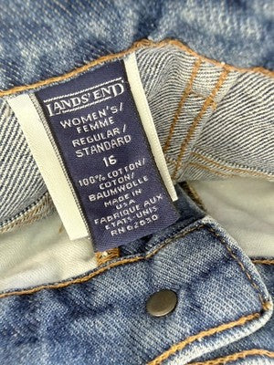 Vintage Lands End Jeans 16 Womens Made In USA Blue High Rise 90s 100% Cotton