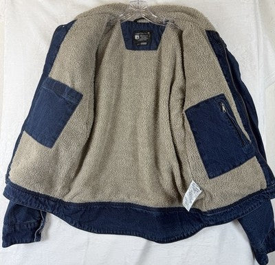 Carhartt Denim Sherpa Lined Jacket Relaxed Fit Mens Small Blue Jean Coat