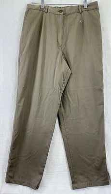 LL Bean Bayside Pants Womens 16 Ultra High Rise Comfort Waist Tan Brown Khakis