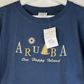 I Love Aruba T Shirt Medium Blue Embroidered Womens Short Sleeve Top Tourist New