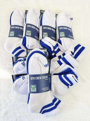 DSG Quarter Crew Socks Large Mens 8-13 White Blue Lot 21 Pairs Dicks New NWT