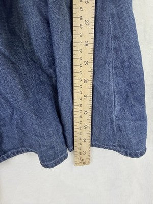Gap Denim Mini Dress Medium Womens Blue Fit Flare Tie-Front Smocked Waist New