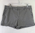 Gap Chino Shorts Womens 12 Black White Gingham Check Cotton Stretch 3” Mid Rise