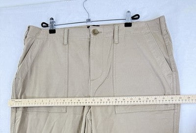 Lands End Womens Utility Pants 18 Petite High Rise Chino 18P Tan Beige