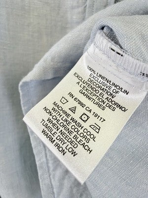 Sigrid Olsen Linen Top Medium Long Sleeve Blouse Button Up Shirt So Blue