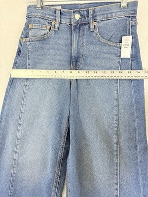 Gap High Rise Stride Ankle Wide Leg Jeans 00 Petite 24 Women NWT Raw Hem Blue