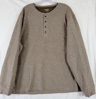 Untuckit Shirts For Men XXL Henley Long Sleeve Urey Tan Short