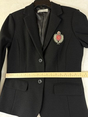 Liz Claiborne Blazer 6 Womens Black Wool Blend Logo Jacket