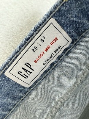 Gap Baggy Mid Rise Jeans 8 Short 29 Womens Blue Wide Leg Ultrasoft Denim New NWT