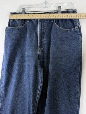 LL Bean Double l Flannel Lined Jeans Womens 16 Tall Blue Original Fit Relaxed