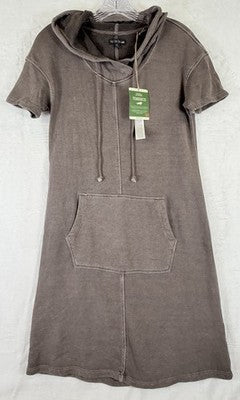 Toad And Co Dress Small Epique Hemp Brown Knit Hooded Short Sleeve New NWT