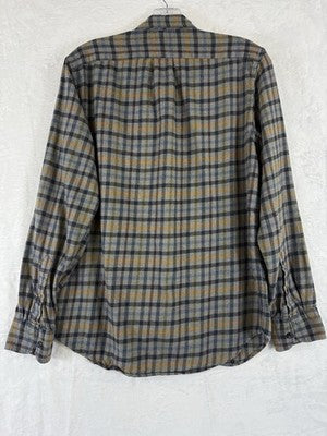 J.Crew Cashmere Blend Slim Flannel Shirt Men Small Tan Button Down Mens