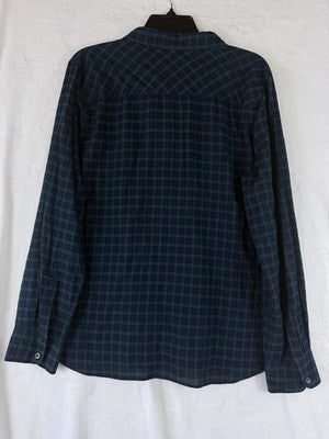 J Crew Boy Fit Shirt 14 Womens Green Blue Plaid Long Sleeve Top Button Up