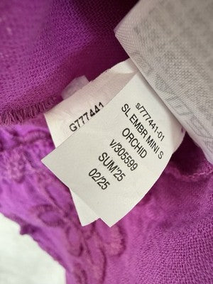 Gap Swing Dress Large Purple Cotton Gauze Mini Sleeveless Embroidered Womens New