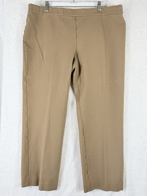 Susan Graver Smart Ponte Pants XL Petite Tan Beige Pull On Knit Slim Leg Womens