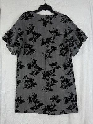 Worthington Dress Women Medium Black White Flutter Sleeve Shift Floral Print