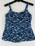 LL Bean Tankini Top 12 Swimsuit Swim Blue Womens EXC
