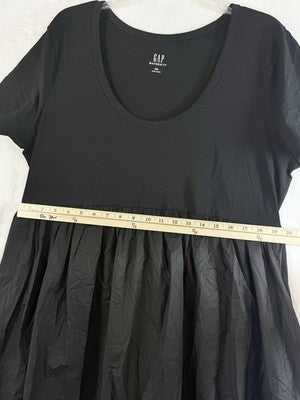 Gap Maternity Mixed Media Maxi Dress XXL Black Empire Waist Short Sleeve Women