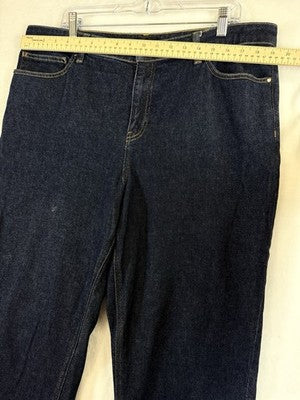 Talbots Slim Straight Ankle Jeans 16 Dark Blue Regina Wash Womens Denim