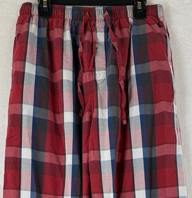 Polo Ralph Lauren Pajama Pants Men Small 100% Cotton Lightweight Red Blue Plaid