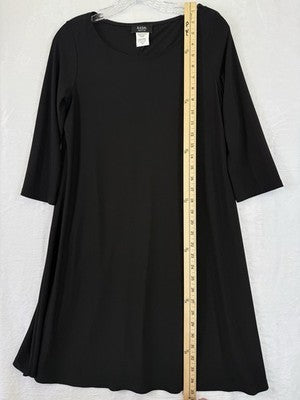 MSK Dress Medium Petite Black Shift 3/4 Sleeve Womens