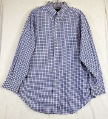 Lauren Ralph Lauren Shirt Mens 16.5 32/33 Blue Plaid Long Sleeve Button Non Iron