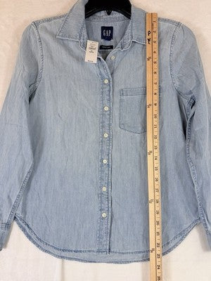 Gap Denim Shirt Womens XS Petite Blue Long Sleeve Button Up Top Cotton New NWT