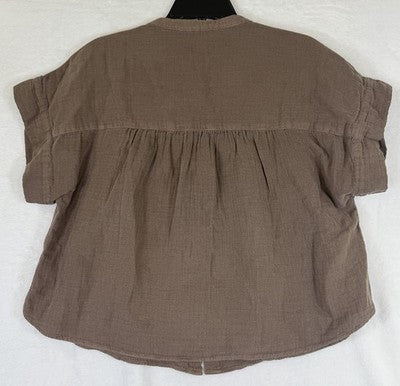 Gap Cotton Gauze Dolman Shirt Small Womens Top Brown Button Up Short Sleeve New
