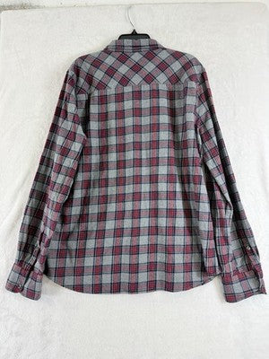 J Crew Flannel Shirt Womens 12 Boy Long Sleeve Gray Red Plaid Button Up Top