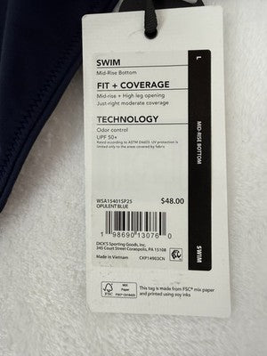 Calia Swim Bottom Large Womens Navy Blue Core Mid Rise Bikini Swimwear New NWT