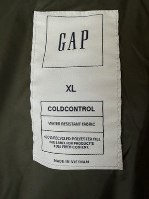 Gap Cold Control Puffer Vest XL Womens Olive Green Full Zip Lightweight Pockets