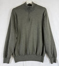 Jos A Bank Sweater XL 100% Merino Wool Gray Green 1/4 Zip Mock Neck Mens
