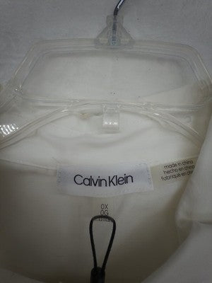 Calvin Klein Top 0X Long Sleeve Shirt White Button Up Pearl Embellished New NWT
