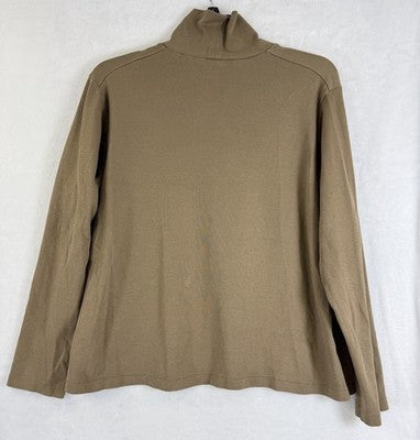 Uniqlo Turtleneck Large Womens Long Sleeve Shirt Knit Beige Tan