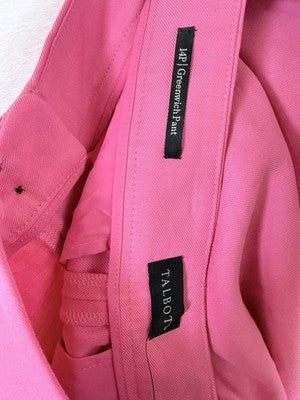 Talbots Greenwich Pants 14 Petite Geranium Pink Linen Blend Wide Leg 14P New NWT