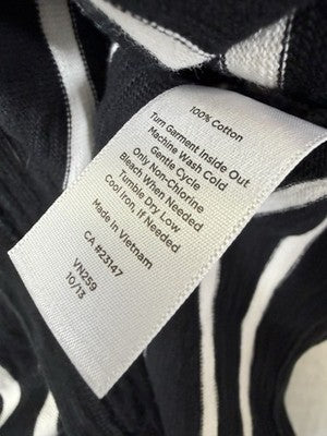 Talbots Dress P XS Petite Womens Black Ivory Striped Knit 3/4 Sleeve Shift
