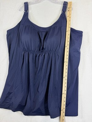 Swimsuits For All Tankini Top 34 Womens Navy Blue Plus Size Swim New NWT
