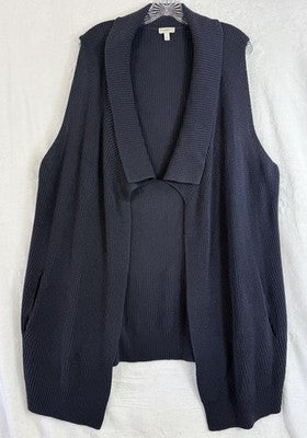Talbots Cardigan Sweater 2X Navy Blue Sleeveless Navy Blue Womens Plus Size