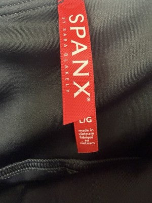 Spanx Leggings Large Black Faux Leather Womens Slimming Compression Shapewear