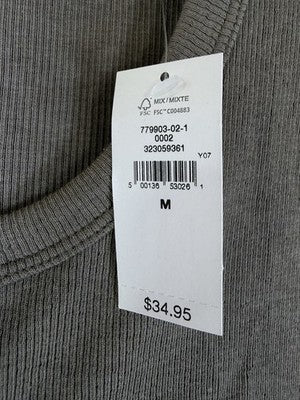 Gap Modern Tee Medium Womens Ribbed Sleeveless Top Button Up Brown Knit New NWT