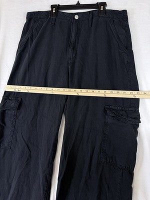 Levis Baggy Dad Cargo Pants 32 Womens Black Wide Leg Tencel