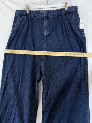 Gap Womens Jeans 16 365 High Rise UltraSoft Pleated Denim Trousers Dark Blue New