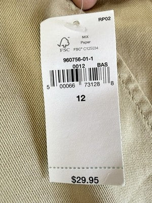 Gap Kids Uniform Midi Shorts 12 Girls Beige Tan 6.5” New NWT