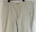 LL Bean Comfort Waist Pants 46x32 Mens Flat Front Tan Khakis Chinos 100% Cotton