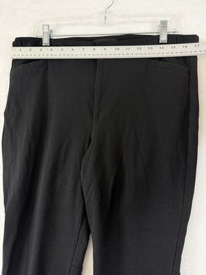 Talbots Lexington Pants 12 Black Textured Point Knit Gold Buttons Womens