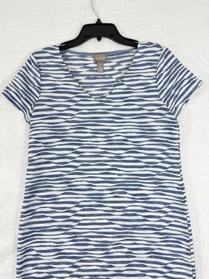 Chicos Dress Size 0 Small Blue Short Sleeve Knit Womens