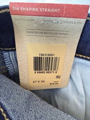 Levis Jeans Women Size 27 314 Shaping Straight Leg 27x30 Dark Blue Levi’s NWT
