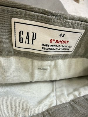 Gap 6” Vintage Shorts 42 Mens Gray Cotton Blend New NWT